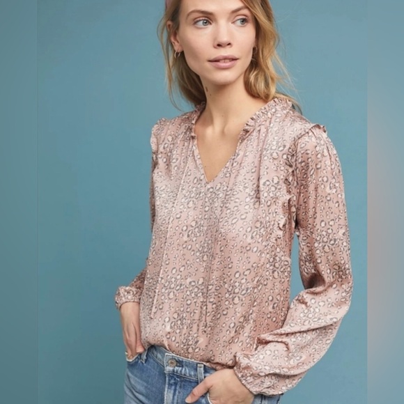 Anthropologie Tops - NWT Anthropologie Dolan Miramar Leopard Spotted Print Blouse Peasant size small